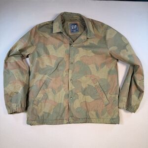 Gap Green & Brown Camouflage Camo Nylon Bomber Jacket Chore Classic Hunting Med